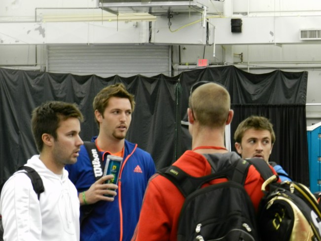 Williams and Smyczek caucusing before their matches today